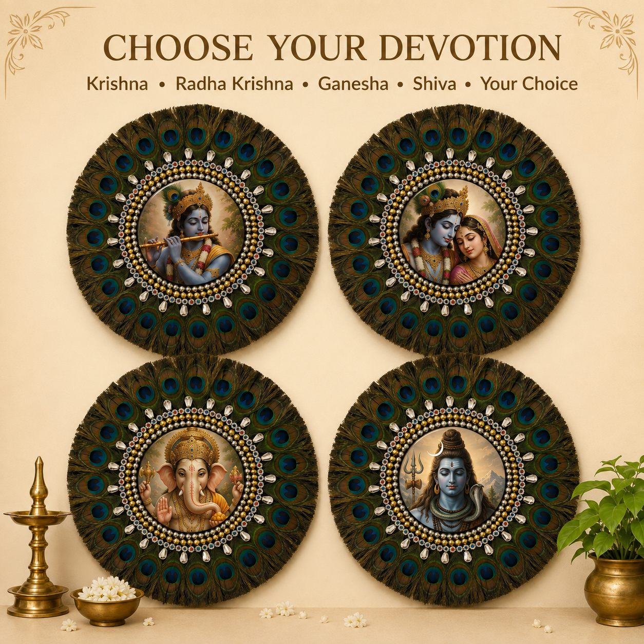 Krishna Peacock Wall Art